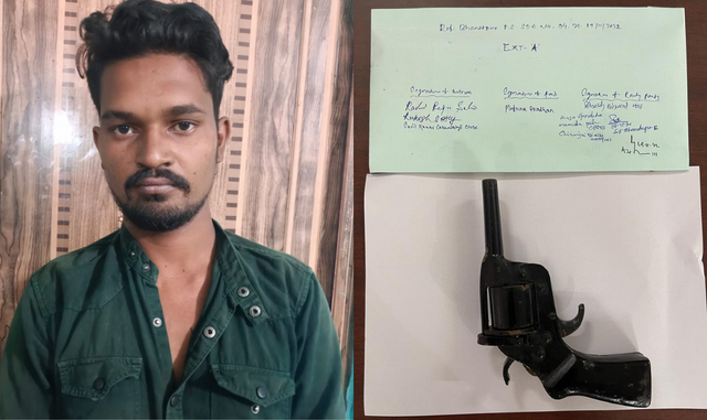 Peddler Held with 12 gram Brown Sugar & Country-Made Gun in Bhubaneswar