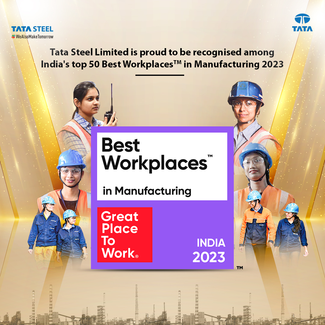 Tata Steel Featured Among Top 50 India’s Best Workplaces In Manufacturing