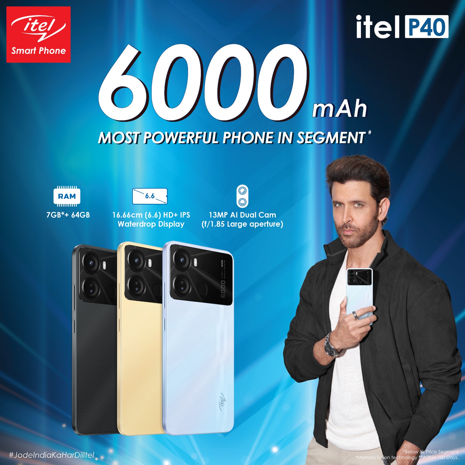 itel launches P40 a 6000 mAh Power-packed Smartphone at INR 7699