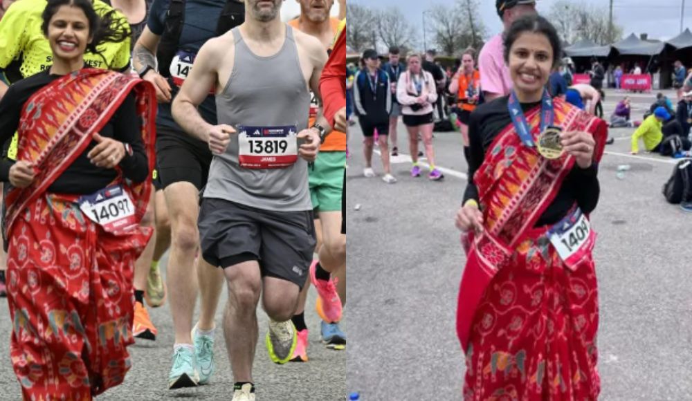 Saree Power: Odia Woman Runs Manchester Marathon In Sambalpuri Saree