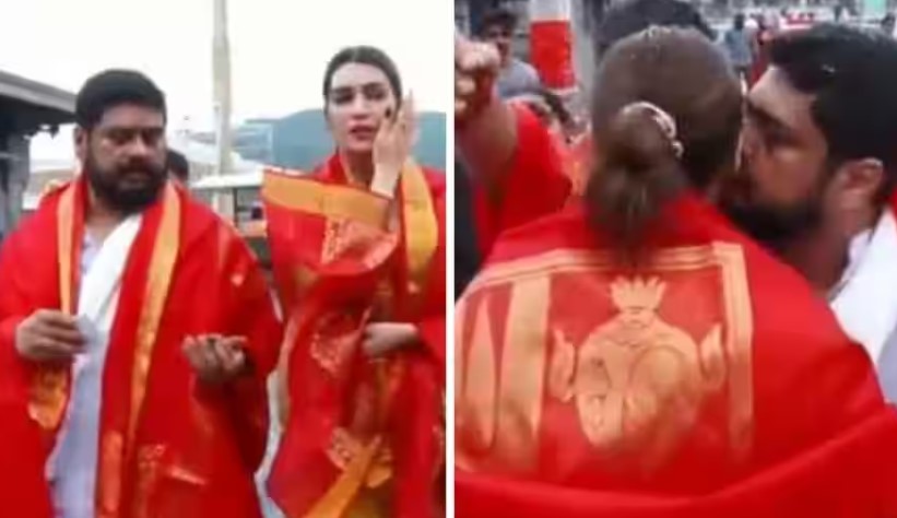 Watch: 'Adipurush' Dir Om Raut Kisses Kriti Sanon At Tirupati Temple, Controversy Erupts