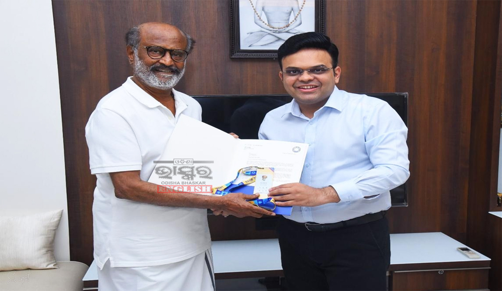 Rajinikanth Presented with Golden Ticket for ICC Men's Cricket World Cup 2023