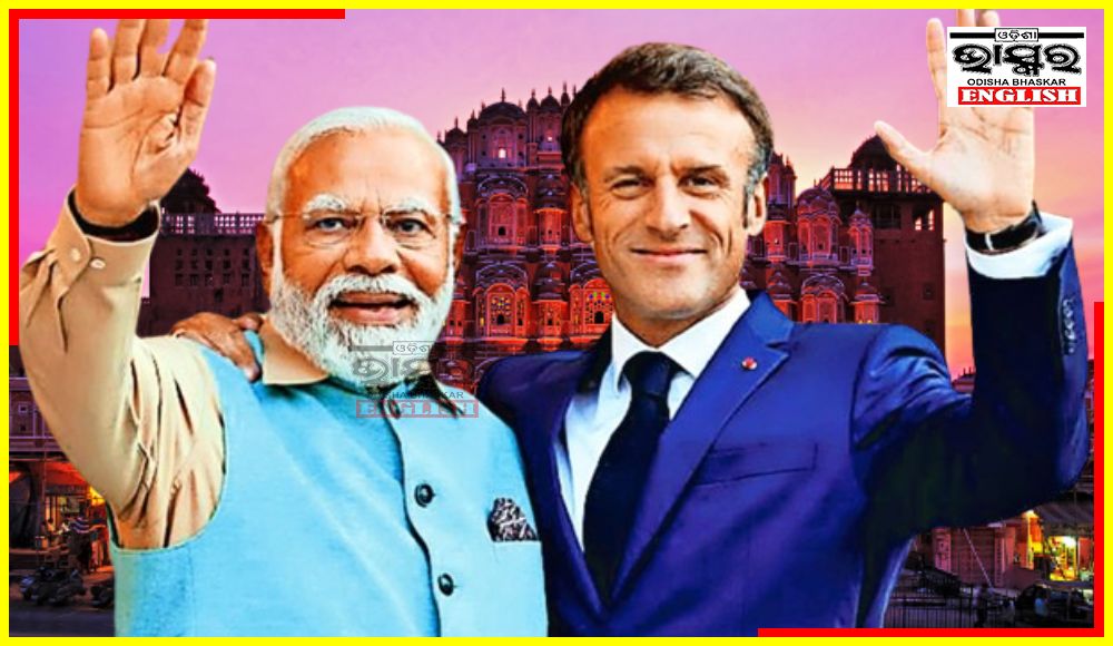French Prez Macron Arrives in Jaipur, To Have Road Show With PM Modi
