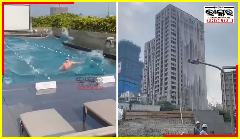 Watch: Huge Waves Spill Water from Rooftop Swimming Pool During Earthquake in Taiwan